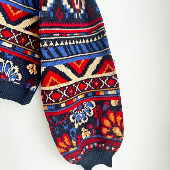 Farm Rio AnikaTapestry Sweater Cropped w Bell Sleeves M - Picture 4 of 5